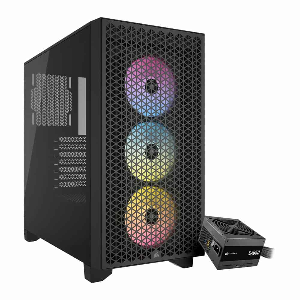 Corsair 3000D RGB Airflow Black Chassis + Corsair CX650 Wired PSU Bundle